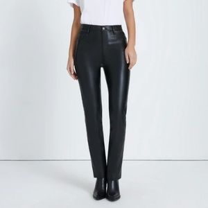 7 For All Mankind: Vegan Faux Leather Easy Slim Pant In Black